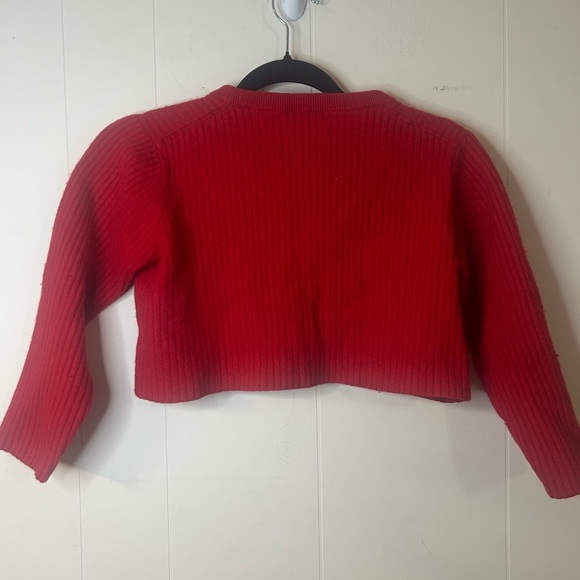 Babaton, size L, wool blend cherry red long sleeve cropped sweater - Picture 6 of 9